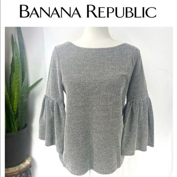 BANANA REPUBLIC Womens Medium Bell Sleeve Gray Top - Picture 1 of 11